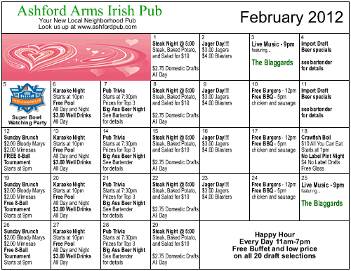 February 2012 Calendar